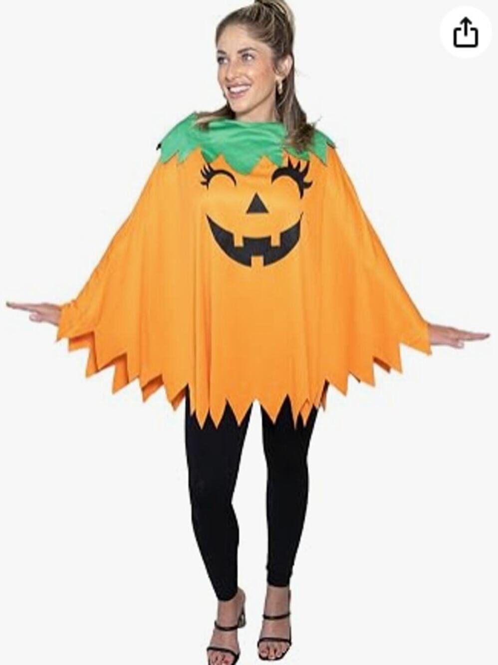 Adults Unisex Pumpkin Cape Poncho Costume Soft Halloween Funny Cute Pullover